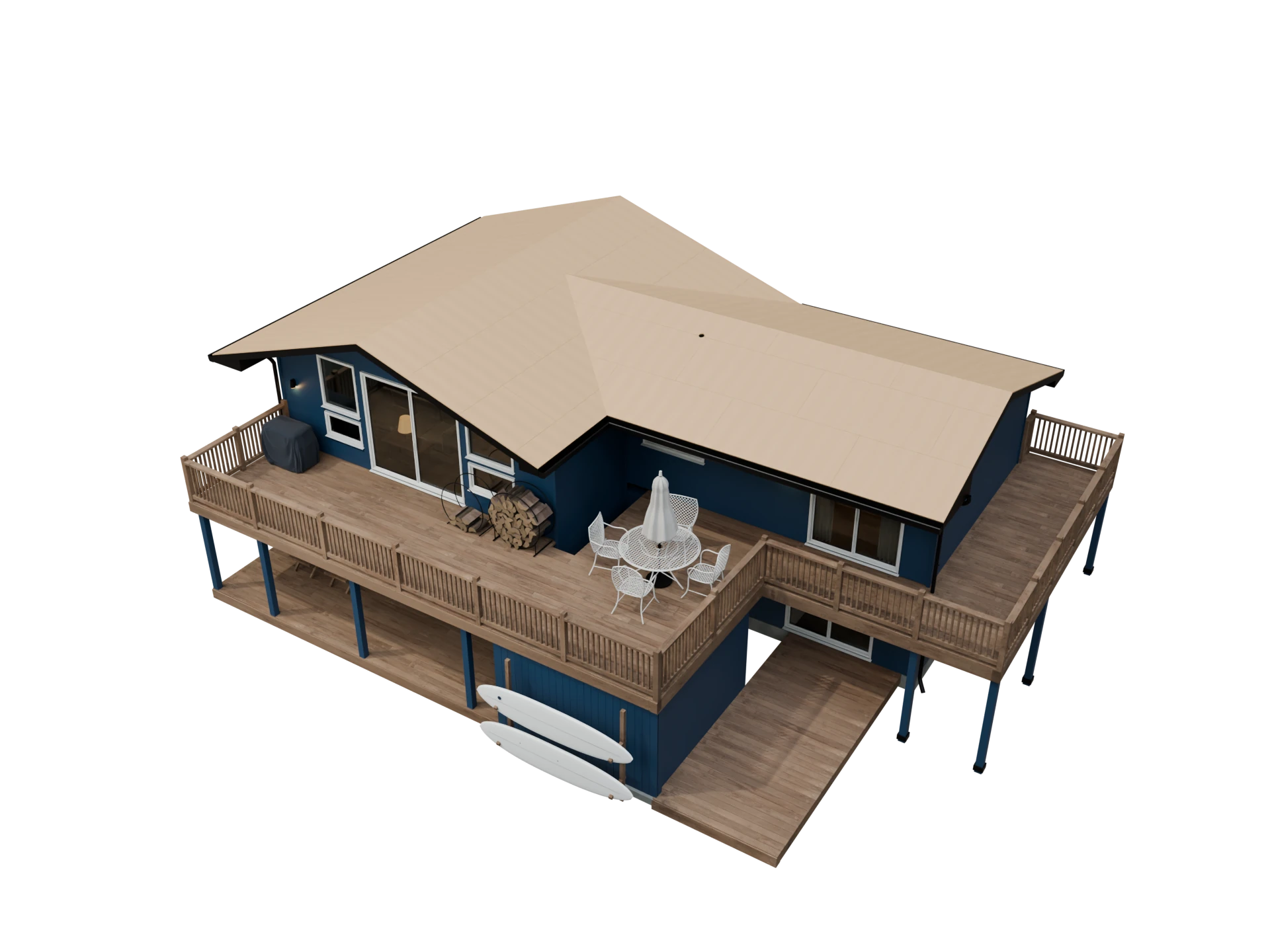 The Endura house with its roof deck exposed